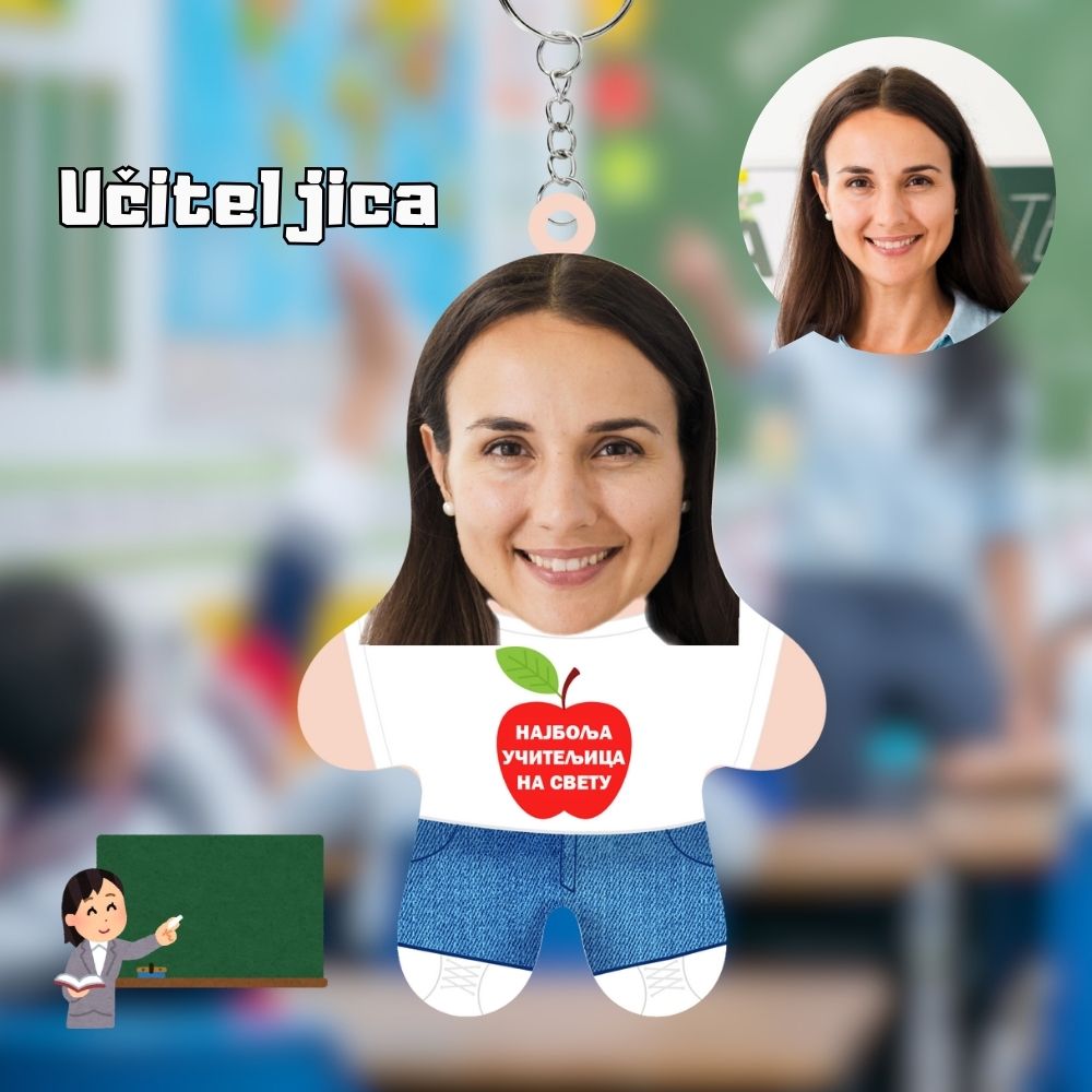 Najbolja Uciteljica Mini Me Drveni Privezak sa tvojim likom