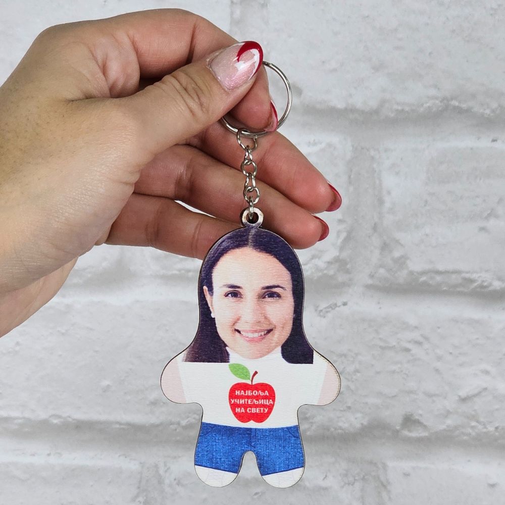Najbolja Uciteljica Mini Me Drveni Privezak sa tvojim likom - Slika 2