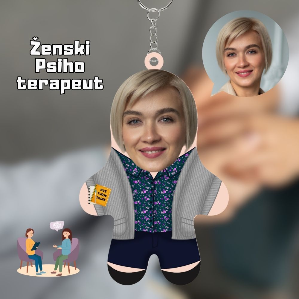 Zenski Psihoterapeut Mini Me Drveni Privezak sa tvojim likom