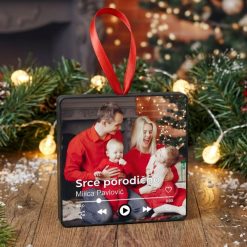 Muzički ukras za jelku sa slikom kvadrat