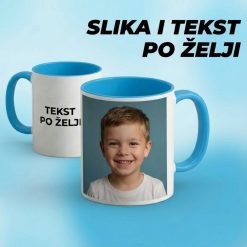 Šolja sa plavom drškom i štampom po želji - 1