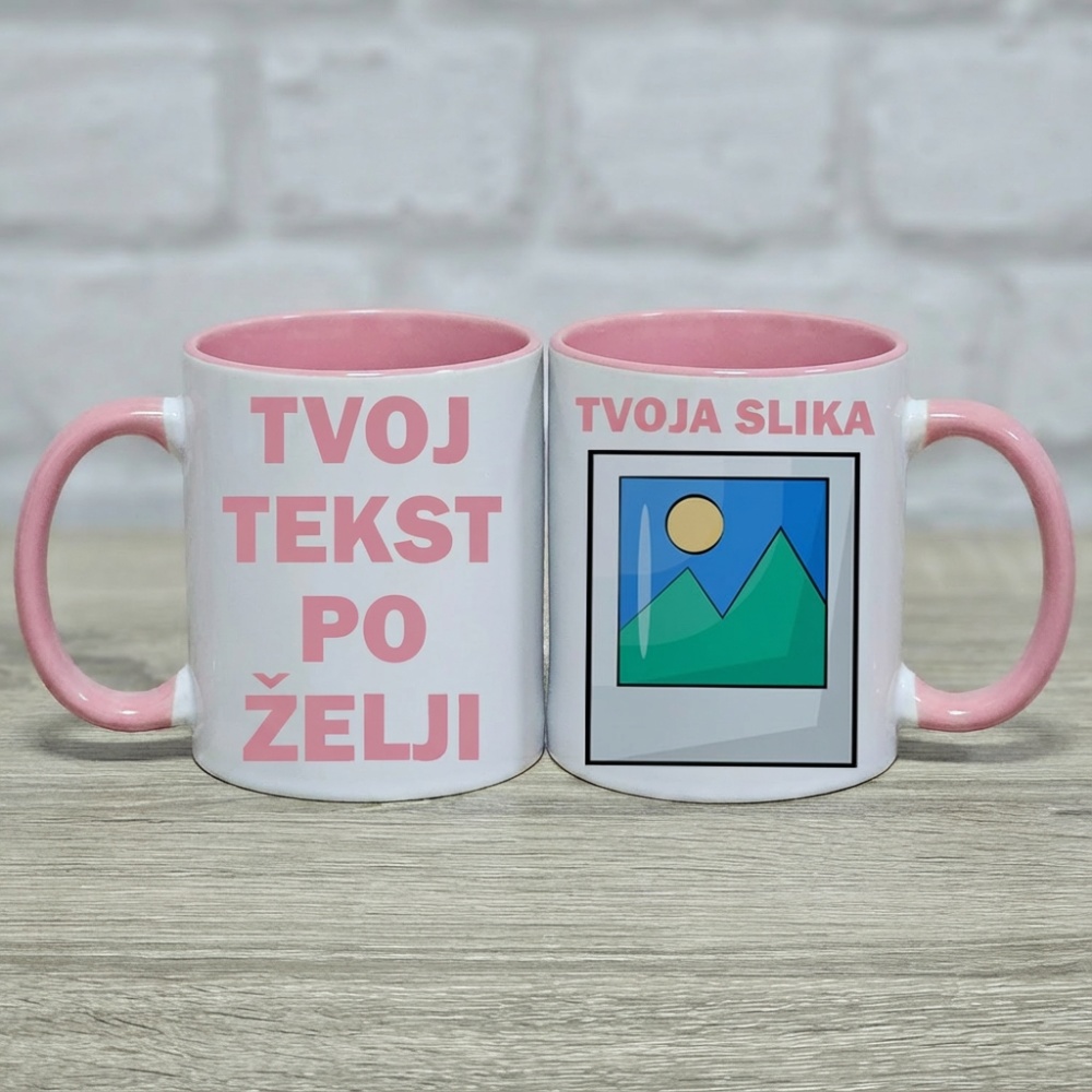 Šolja sa roze drškom i štampom po želji - 3
