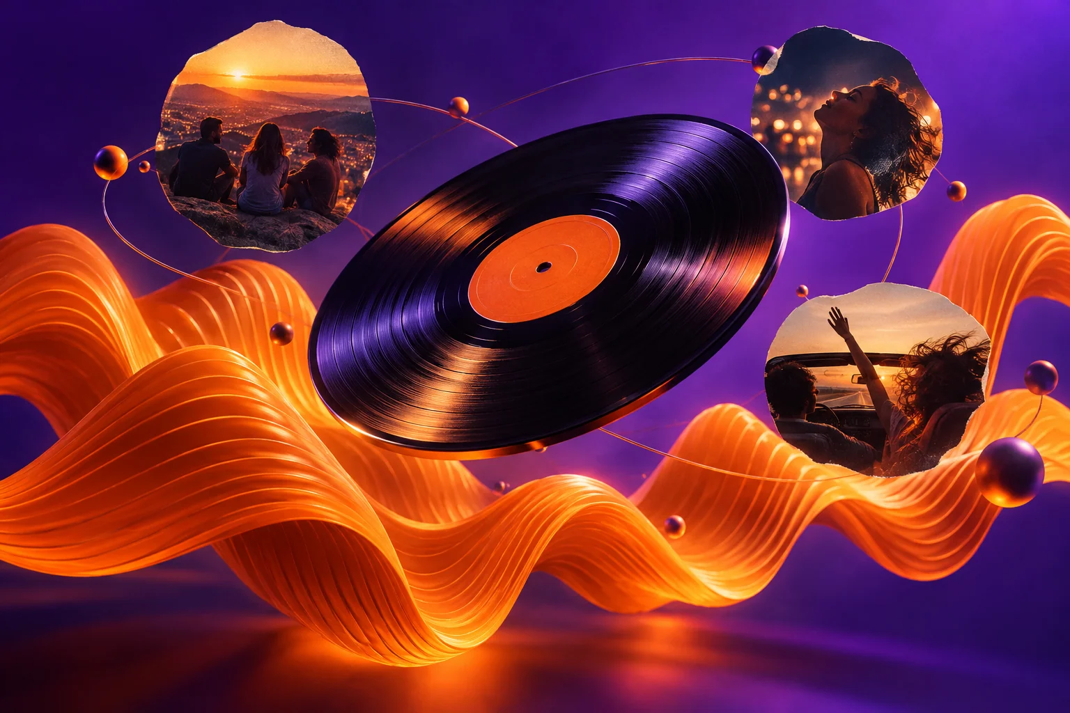 Vinil, fotografije i zvučni talasi za izbor pesme uz poklon